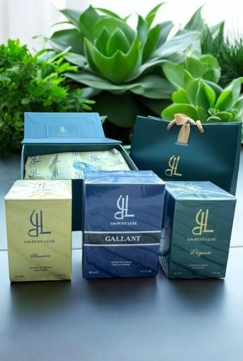 Un Petıt Luxe Premium Kutulu Sincere & Gallant & Elegante Extrait De Parfum 50 Ml Kadın & Erkek Parfüm Seti (3'lü)