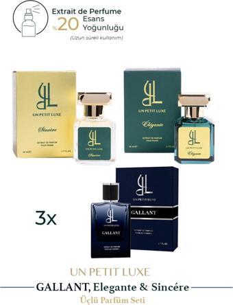 Un Petıt Luxe Sincere & Gallant & Elegante Extrait De Parfum 50 Ml Kadın Ve Erkek Exclusive Parfüm Seti (3'lü)