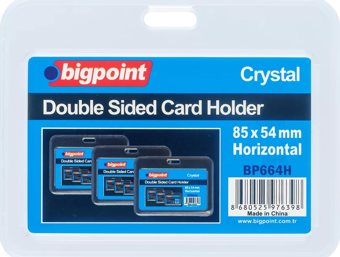 Bigpoint Çift Taraflı Kart Kabı Kristal Yatay Şeffaf 85x54mm