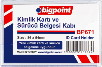 Bigpoint Kimlik, Ehliyet Kabı Yatay Şeffaf 86x54mm