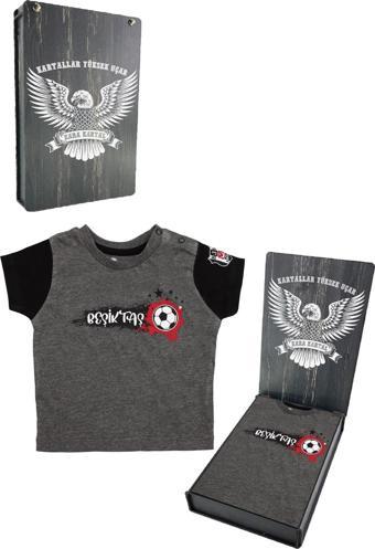 Beşiktaş Orijinal Antrasit Bebek T-Shirt Hediyelik Ahşap Kutulu