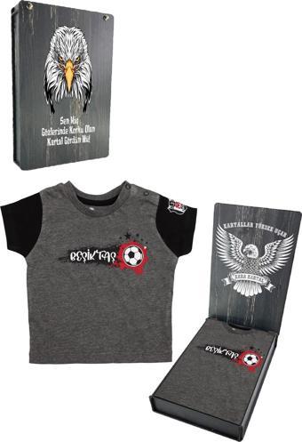 Beşiktaş Orijinal Antrasit Bebek T-Shirt Hediyelik Ahşap Kutulu