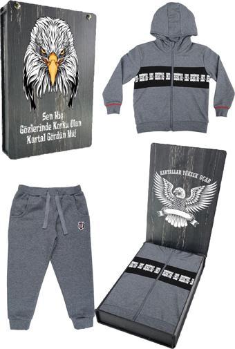 Beşiktaş Orijinal Çocuk Kapüşonlu Eşofman Takımı Hediyelik Ahşap Kutulu
