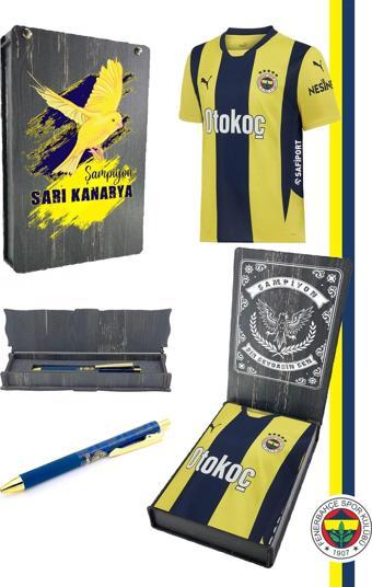 Fenerbahçe Orijinal Lisanslı 2024 Yeni Sezon Sarı Lacivert Çubuklu Çocuk Forma + Kalem Set Kutulu