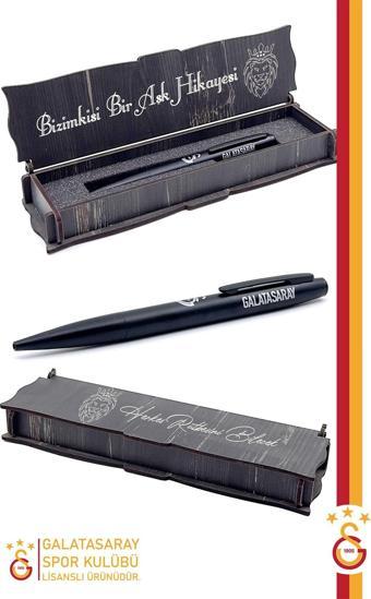 Galatasaray Orijinal Lisanslı Premium Metal Tükenmez Kalem Hediyelik Ahşap Kutulu