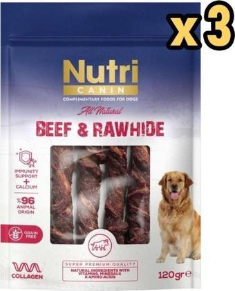 Nutri Canin Rawhide Sigir Eti Sarili Orta Büyük Irk Köpek Kemik Ödülü 120 gr x 3 Adet