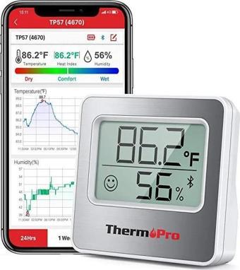 ThermoPro TP357 Akıllı İç Mekan Isı ve Nem Ölçer Termometre