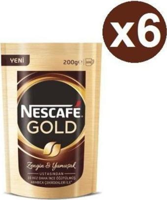 Nescafe Gold Hazır Kahve 200Gr Poşet X 6 Adet (Koli)
