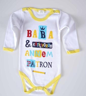 YENİ SEZON BABA KATILIYORUM ANNEM PATRON YAZILI BEBEK ÇOCUK UZUN KOL PAMUK BADY ZIBIN