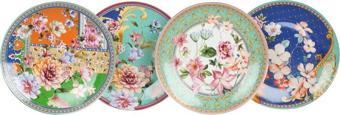 Lucky Art Camellia New Bone China Porselen 4 lü Pasta Tabağı Seti 20 cm