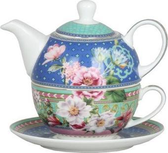 Lucky Art Camellia New Bone China Porselen Tek Kişilik Demlik&Fincan Seti