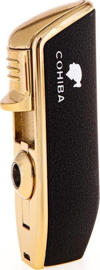 Cohiba 3 Pürmüz Alevli Mat Siyah Yan Ağız Puro Çakmak