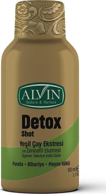 Alvin Detox Shot Yeşilçay Ekstresi Ve Zencefil Ekstresi İçeren Takviye Edici Gıda 50 Ml