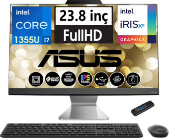 Asus A3402WBAK-I716512B0D Intel I7-1355U  16GB Ddr5 Ram 2tb SSD 23.8 Fhd IPS WINDOWS11HOME I716512B0D19+ZETTAUSBBELLEK