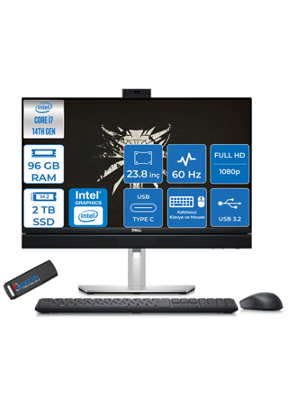 Optıplex 7420 Plus Intel® Core™ I7 14700 96GB Ddr5 2tb SSD 23.8" Fhd Windows 11 Pro N005O7420AIOPEMEAP23 + Zettaçanta