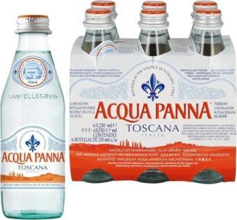 San Pellegrino 6 Adet Cam Şişe Aqua Panna Toscana Doğal Kaynak Suyu 250 Ml