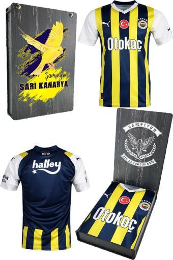 Fenerbahçe Orijinal 23/24 Çocuk Forma FB Kanarya Baskılı Hediyelik Ahşap Kutulu