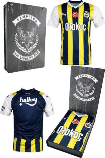 Fenerbahçe Orijinal 23/24 Sarı Lacivert Çocuk Forma Hediyelik Ahşap Kutulu