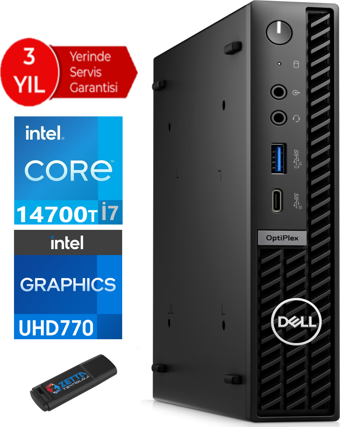 Dell Pc Optıplex 7020MFF Plus Intel Core İ7-14700T 96GB Ddr5 1tb SSD WINDOWS11PRO N09O7020MFFPVPW88+ZETTAUSBBELLEK