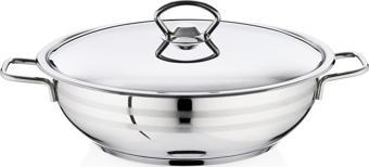 Bestinox 26x8 cm Tel Kulplu Çelik Kapaklı Çelik Kısa Tencere-4.25 Litre