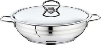 Bestinox 34x12 cm Flanşlı Kulp Çelik Kapaklı Çelik Kısa Tencere-10 Litre