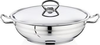 Bestinox 36x13 cm Flanşlı Kulp Çelik Kapaklı Çelik Kısa Tencere-12 Litre