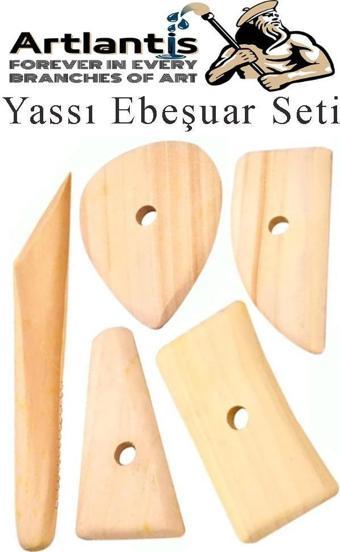 Yassı Ebeşuar 5 li 1 Paket Seramik Çömlek Kil Heykel Kazıyıcı Şekillendirme Aleti Ahşap Kil Modelleme Şekillendirici