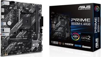 Asus Prıme B550m-k Argb Ddr4 5100mhz 1xhdmı 1xdp 2xm.2 Usb 3.2 Matx Am4 (amd Am4 5000/4000 