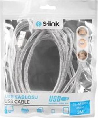 S-lınk Sl–af2003 Usb 2.0 3mt Şeffaf Uzatma Kablosu