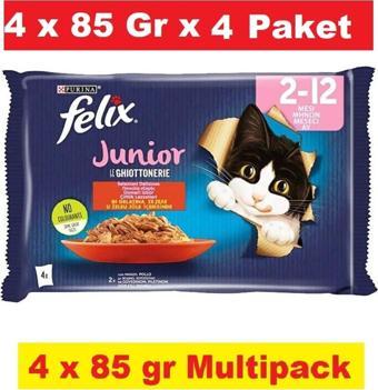 Purina Multipack Sığır Ve Tavuk Etli Yavru Kedi Yaş Maması 4X85Gr - 4 Paket