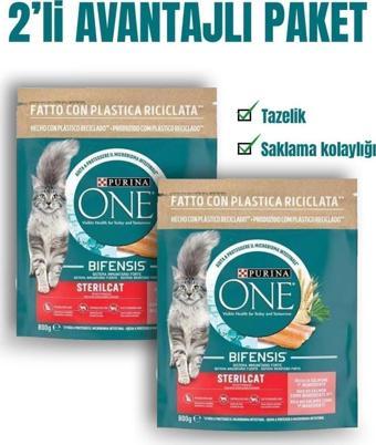 Purina One Somonlu Kısırlaştırılmış Yetişkin Kedi Maması 1.6 Kg (800 Gr X 2 Adet)