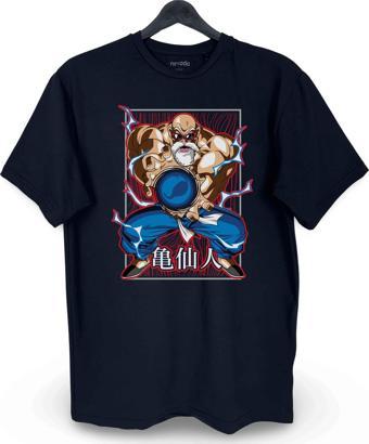 Master Roshi Usta Rosi Dragon Ball Baskılı Loose Fit Bisiklet Yaka Unisex Tişört