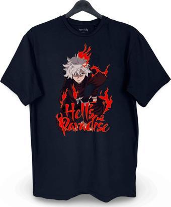 Gabimaru Jigokuraku Baskılı Loose Fit Bisiklet Yaka Unisex Tişört Anime Manga