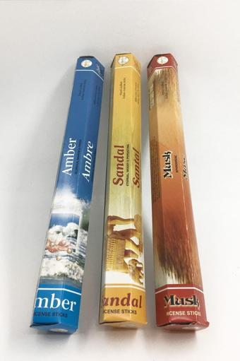 Flute Tütsü Mix 3 Kutu Misk, Amber, Sandal 60 Adet Tütsü Çubuğu