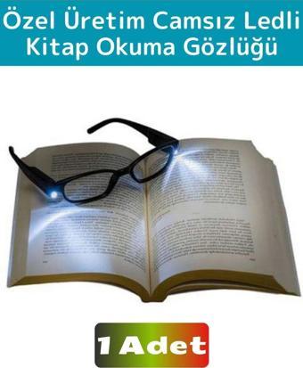 Premium Yüksek Kaliteli Plastik On OFF Tasarruf Tuşlu Camsız Pilli Led Işıklı Kitap Okuma Gözlüğü