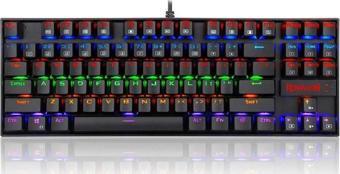 Redragon K552-KR Kumara Red Switch Rainbow TKL TR Q Mekanik Siyah Kablolu Gaming (Oyuncu) Klavye