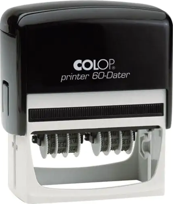 COLOP PRINTER 60 ÇİFT TARİH KAŞE(TR) SİYAH KASA MAVİ KEÇE - 37X76MM