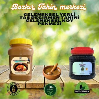 Bozkır Tahin Merkezi Yerli Altın Susam Tahini 935 Gr & Köy Üzüm Pekmezi 950 Gr (Doğal& Katkısız)