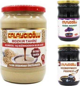 Bozkır Tahin Merkezi Beyaz Tahin Cam 700 Gr - Keçiboynuz Pekmezi Cam 800 Gr - Üzüm Pekmezi Cam 800Gr (Organık Set)