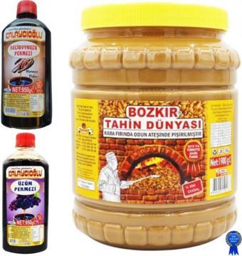 Bozkır Tahin Merkezi Çifte Kavrulmuş Tahin (Kepeksiz) 1900Gr - Üzüm Pekmezi Ve Keçiboynuz (Harnup) Pekmezi 950Gr