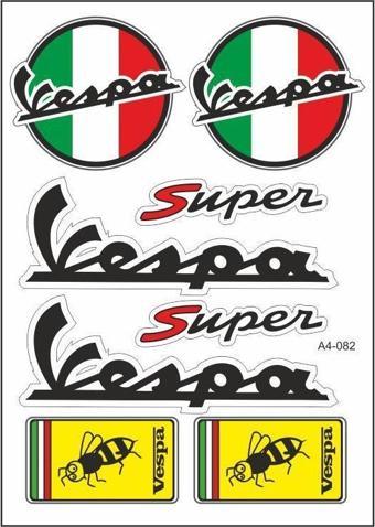 Vespa A4 Sticker 082 Tek Paket Çoklu