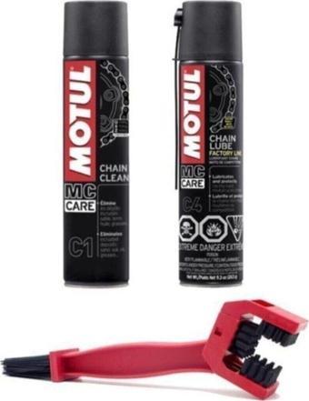 Motul C1 Chain Clean + C4 Chain Lube Factory Line 2 x 400 ML + Fırçalı Yağlama Seti