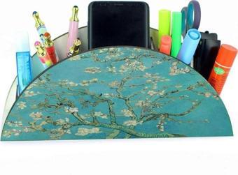 WuW Van Gogh Almond Blossom Badem Ağacı Ahşap Masaüstü Kalemlik Kalem Kutusu Organizer