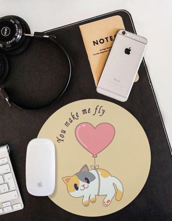 WuW Beni Uçuruyorsun Kedili Yuvarlak Mouse Pad