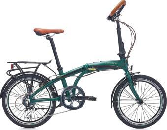 Carraro Flexi Comfort V Fren 8 Vites 20 Jant Katlanır Bisiklet Koyu Yeşil Parlak Siyah 32 Kadro