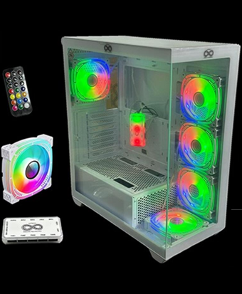 Aztech Azt201 W 5 X Rgb Fan Uzakdan Kumanda Beyaz Akvaryum Gaming Boş Bilgisayar Kasası Temper Cam , Rgb Switch