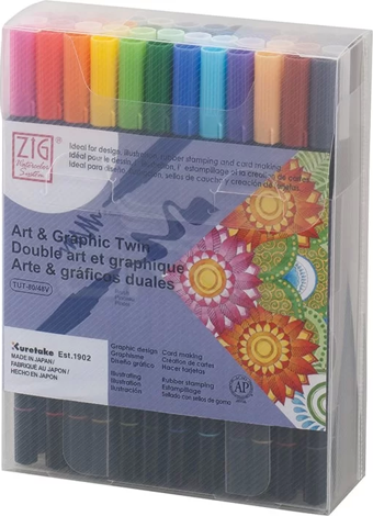 Zig Art & Graphic Twin Brush Pen Çift Uçlu Çizim Kalemi 48li Set TUT-80/48V