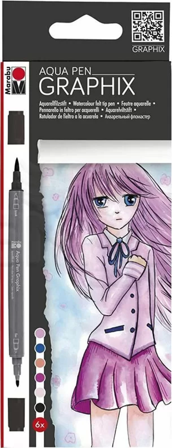 Marabu Graphix Aqua Pen 6lı Set Make Manga