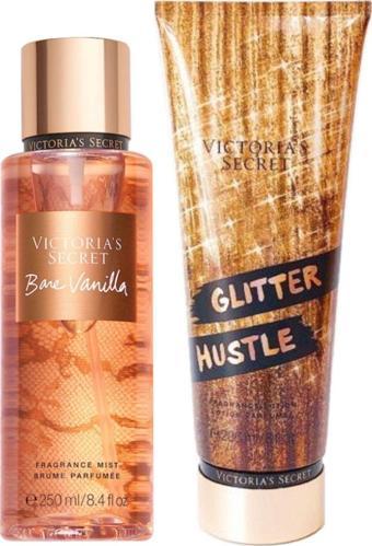 Victoria's Secret Bare Vanilla & Glitter Hustle Vücut Losyonu Ve Spreyi 2'li Set