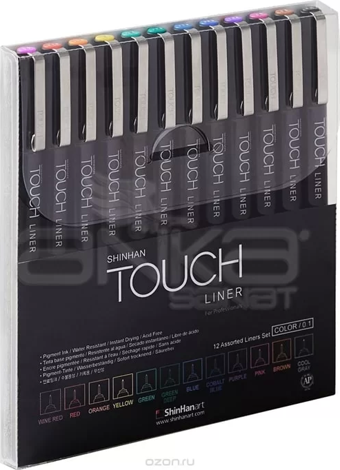 Touch Liner Teknik Çizim Kalemi 12li Set Renkli SH4301205